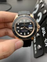 Perfect Replica New Rolex Yacht Master Watch Rose Gold Black Rubber Strap 116655