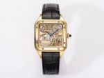 Copy Swiss Cartier Santos Dumont 18k Rose Gold Bezel Hollowed out dial watch