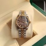 New AAA quality replica Rolex Datejust watch Two tone strap coffee diamond face