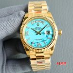New copy Rolex Day-Date CITIZEN Gold Bezel Sea Blue dial Watch
