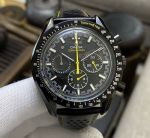 Perfect replica Omega watch ss Bezel Black Face Cowhide strap