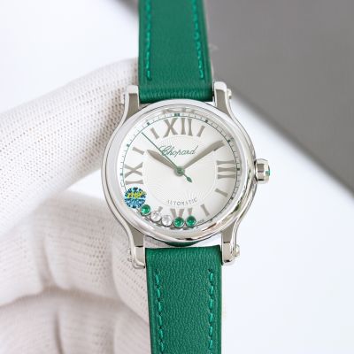 Swiss  Copy Chopard Sport Watch Fine steel  green calf leather strap