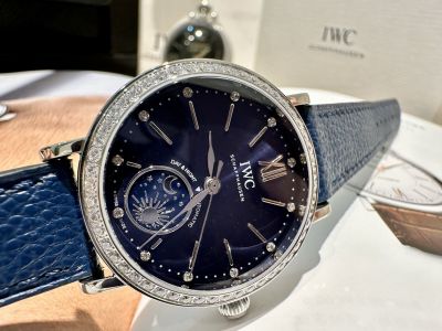 AAA top-level Replica IWC Watch Portofino Diamond Bezel Premium Sea Blue with 12 Diamond Dial