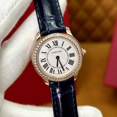 Top-level copy Swiss Cartier Diamond stainless steel Bezel Roman numeral time scale  Watch 