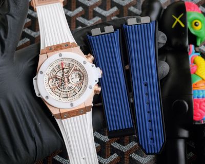 Top-level copy Swiss Grade Hublot Big Bang All White Case Ceramic Bezel 45.5mm Chronograph Watch