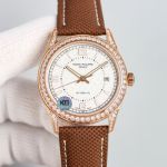 perfect copy Swiss Patek Philippe Diamond steel ring White dial and gold dial