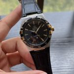 Perfect copy Omega Condtellation Stainless steel Bezel black dial watch