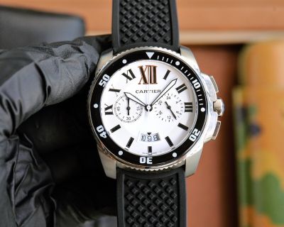 High-quality copy EsubCartier Stainless steel Bezel imported top layer calf leather watch