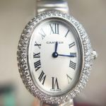 Top-level copy Swiss Cartier Baignoire Precise Steel Diamond Bezel Roman Literal watch