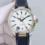Perfect copy Omega Aqua Terra Stainless steel Bezel white dial watch
