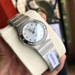 Perfect 1:1 Omega Constellation Stainless steel diamond Bezel white diamond dial watch