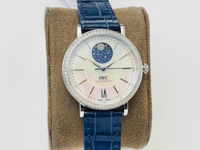 Top level replica IWC Potofino Diamond Bezel white dial watch