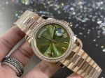 Copy Swiss Rolex Day-Date Rose gold Green Face diamond bezel watch