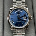 TW Factory1: 1 copy Swiss Rolex Day-Date 40 Stainless steel Bezel sea blue Rome dial watch 