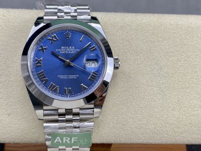 Top-level copy Swiss Rolex Stainless steel band Fluted bezel deep blue dial watch