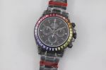TW Factory1:1 Rolex Daytona Swiss Rainbow Diamond-set Black Dial Watch