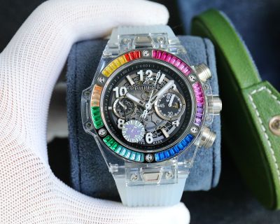 ZY Factory1:1Copy Swiss Hublot Big Bang Rainbow Diamond-set Bezel Watch