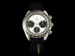 Perfect Replica Omega Speedmaster Racing Chronograph Watch - White Dial Black Rubber Strap