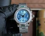 Perfect Copy Rolex Daytona Diamond-Set Bezel Ice Blue Dial Watch