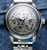 High-Quality copy Vacheron Constantin Patrimony Black steel Bezel Carved movement Watch