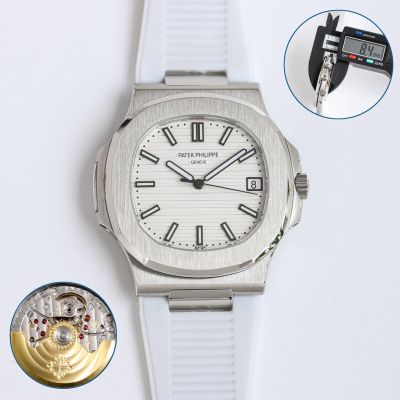 PPF Factory 1:1 copy Swiss Patek Philippe Nautilus SS Bezel White Dial Watch