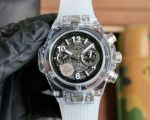 Perfect Copy Swiss Hublot Big Bang Sapphire Watch 45mm White Rubber Strap