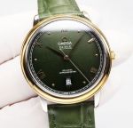 JH Factory Copy Swiss Movement Omega De Ville SS Bezel Green Roman Dial Watch