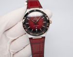 Top Grade Copy Omega Constellation Stainless Steel Case Roman Markers Bezel Swiss Red Dial Watch