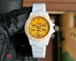 Top Grade Copy Swiss Rolex Daytona White Solid Ceramic Case 43MM Orange Dial Watch