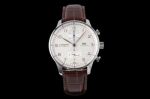 AZ Factory IWC Schaffhausen Portuguese White Dial Brown Leather Strap Swiss Automatic Watch