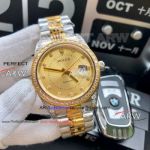 Perfect Replica Rolex Datejust All Gold Diamond Bezel 2-Tone Band Watch