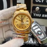 Perfect Replica Rolex Air King Champagne Dial All Gold Diamond Bezel Watch