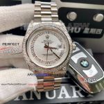 Perfect Replica Rolex Datejust White Dial Stainless Steel Diamond Bezel Watch