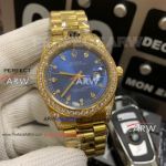 Perfect Replica Rolex Datejust II 41MM Watch - Blue Dial Diamond Bezel Yellow Gold