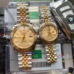 Perfect Replica Rolex Datejust 28 All Gold Dial Jubilee Couple Watches
