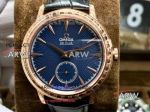Perfect Replica Omega De Ville Blue Dial Rose Gold Bezel Watch