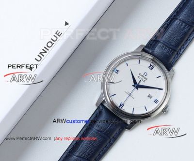 Perfect Replica Omega De Ville White Dial Blue Strap Watch