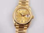 Swiss Movement Rolex Day-Date Replica Yellow Gold Watch With Diamond Markers Yellow Gold Dial